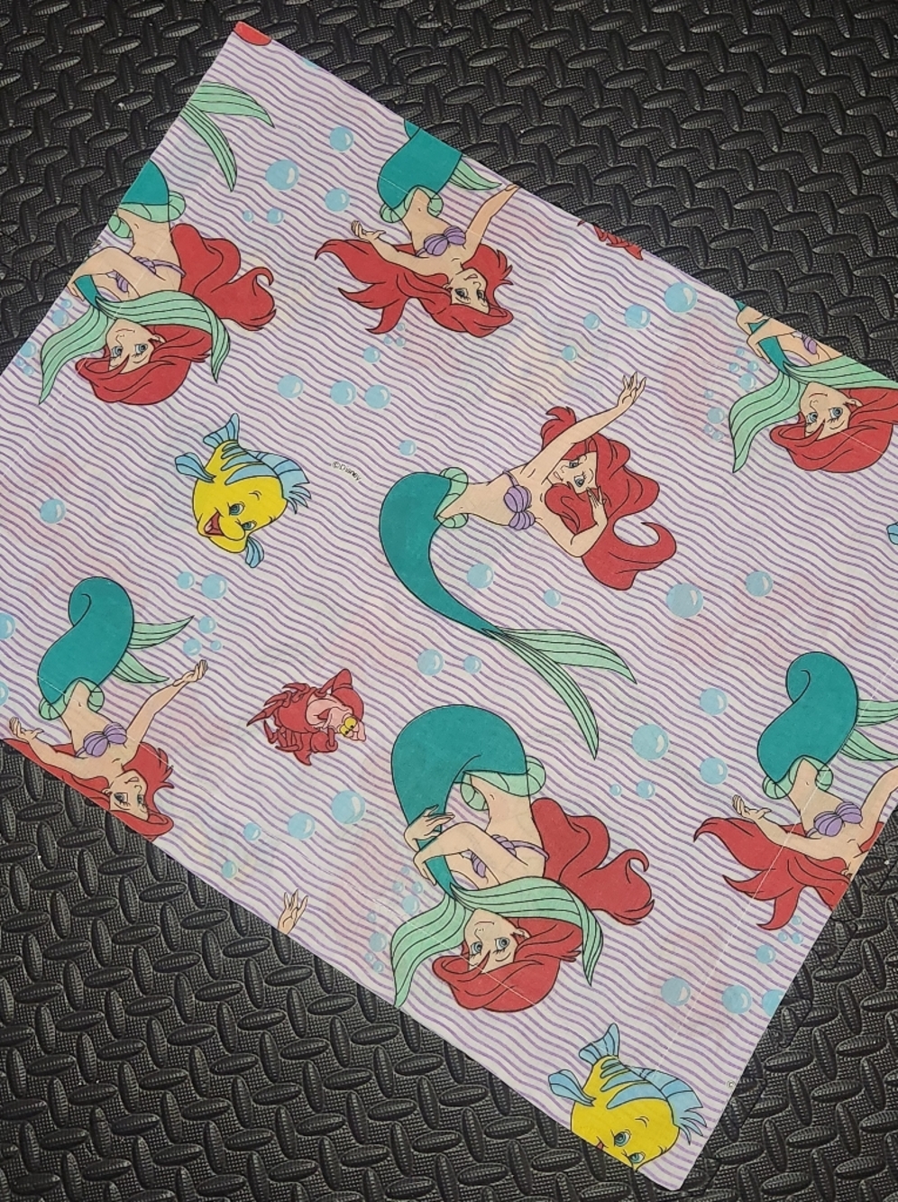 Vintage 90s Disney Ariel Pillowcase Little Mermaid All Over Print Flounder